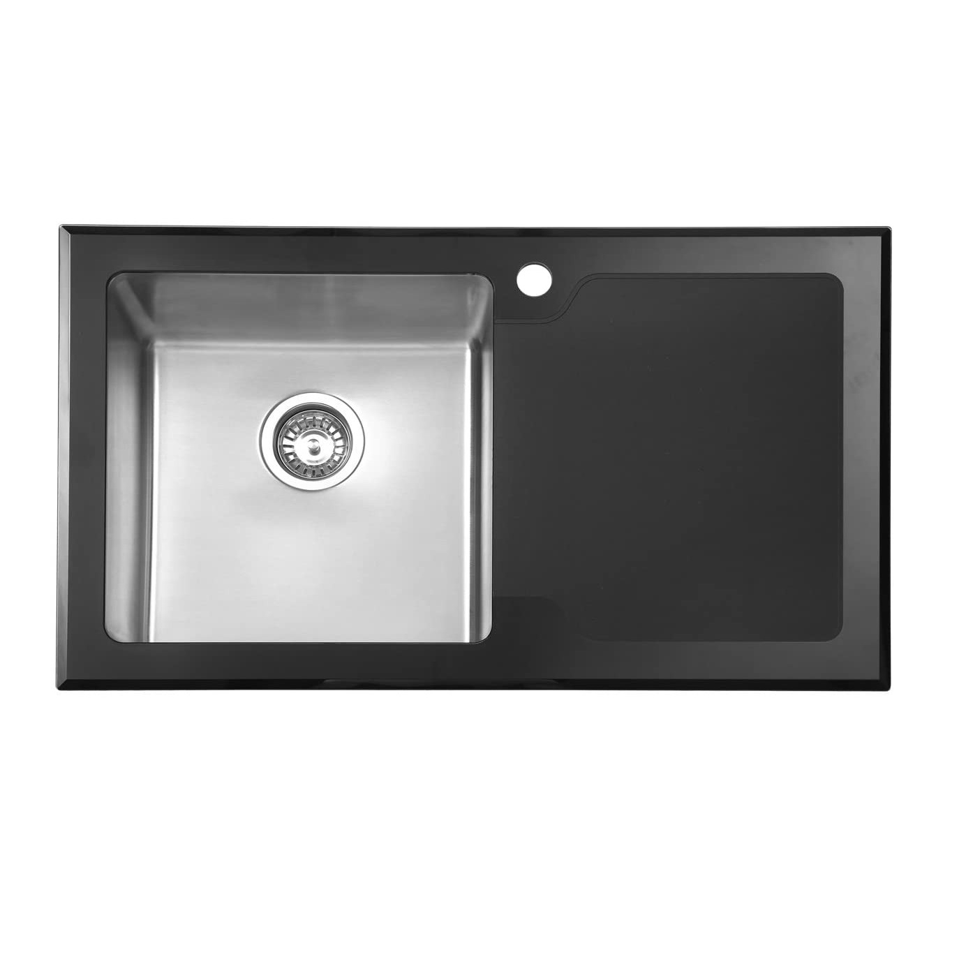 Evier Glass  86x50 Noir  Gauche