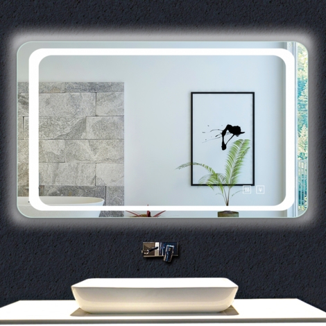 Miroir Led 100x 65cm Rectangulaire Lumineux avec Interrupteur