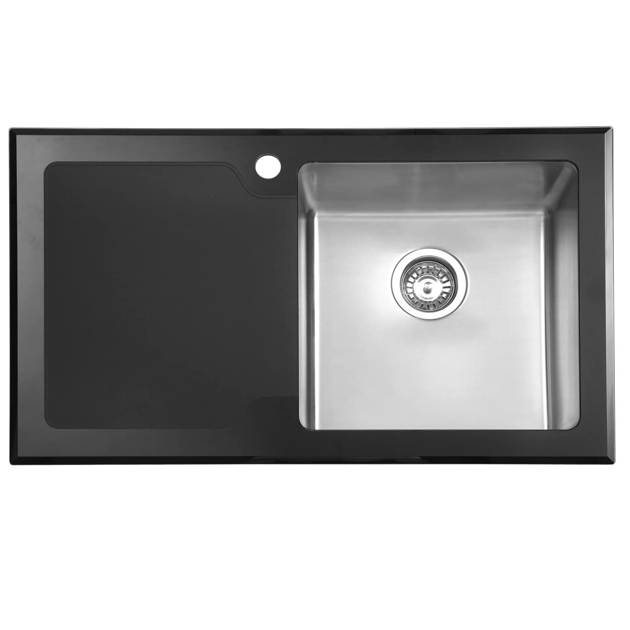 Evier Glass  86x50 Noir  Droit